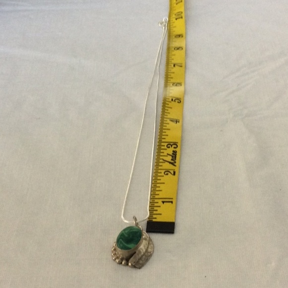 Woman’s Sliver  Necklace with Green Pendant. Perfect for any occasion - Picture 2 of 4